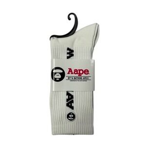 Bape Crew Socks Mens Womens Unisex Size 9-11 White Black Skate Hype Streetwear